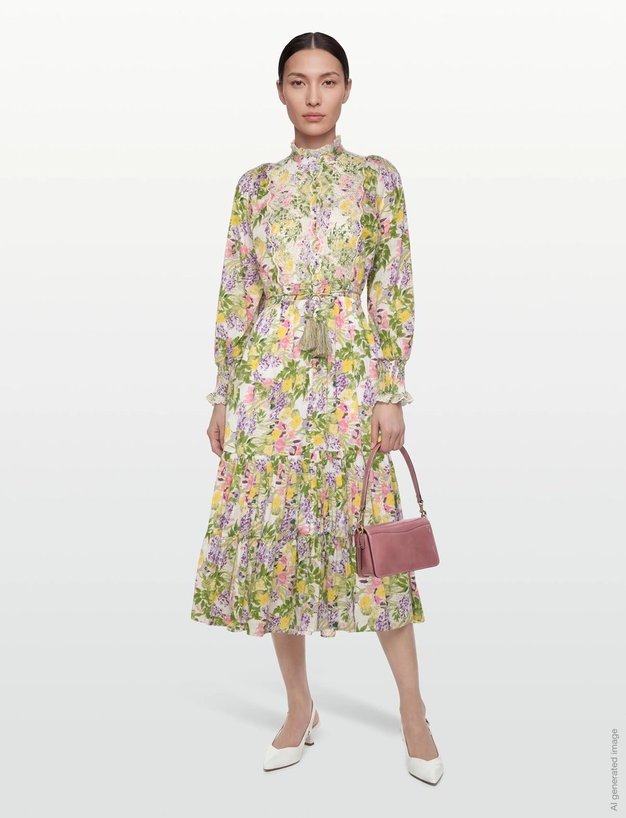 by Ti Mo - Cotton Slub Midi Dress - konfirmationstøj - 603-summerlilacs - 0