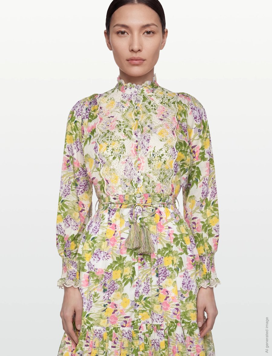 by Ti Mo - Cotton Slub Midi Dress - konfirmationstøj - 603-summerlilacs - 5