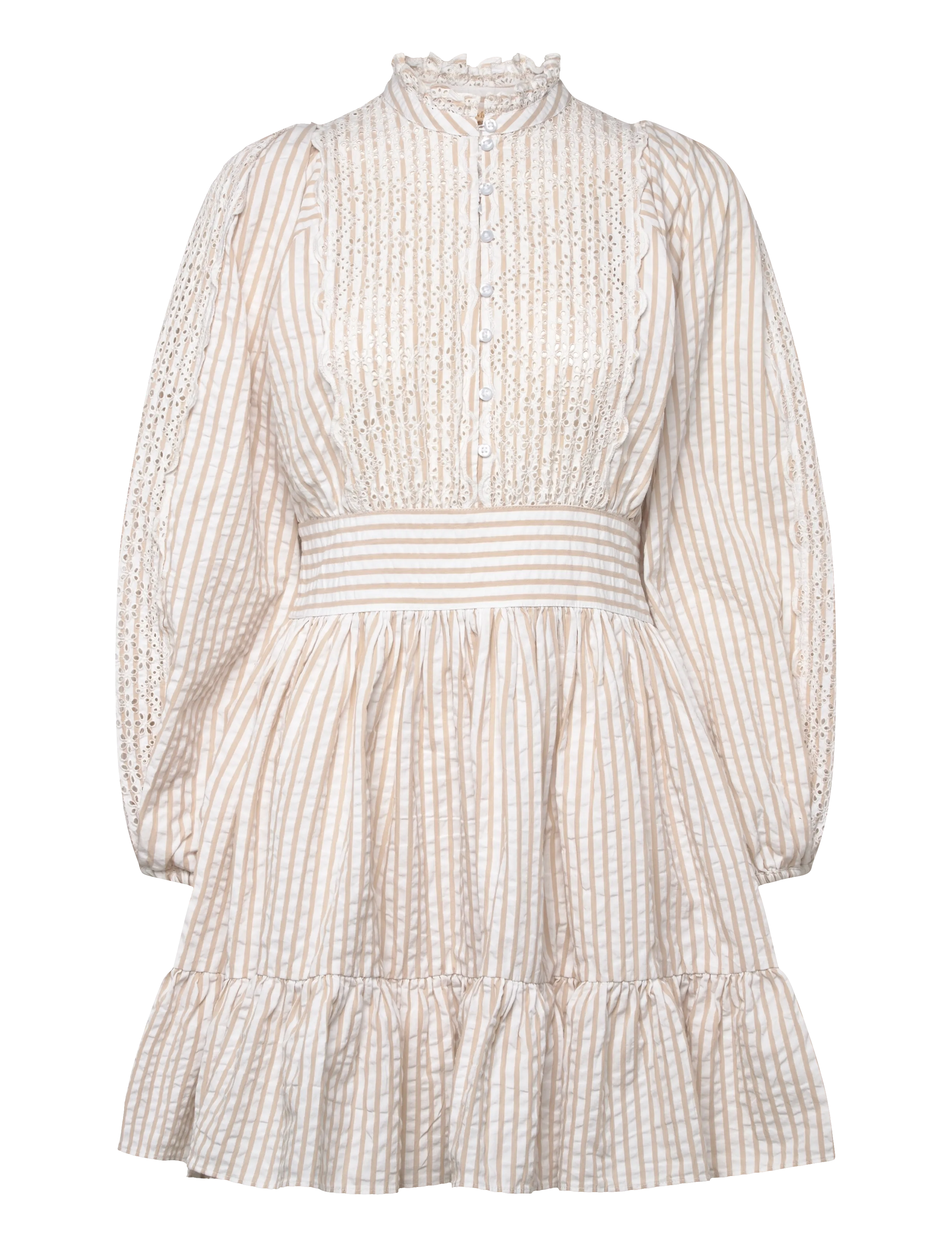 by Ti Mo Seersucker Mini Dress - Sommerkleider - 816-KHAKISTRIPE / beige