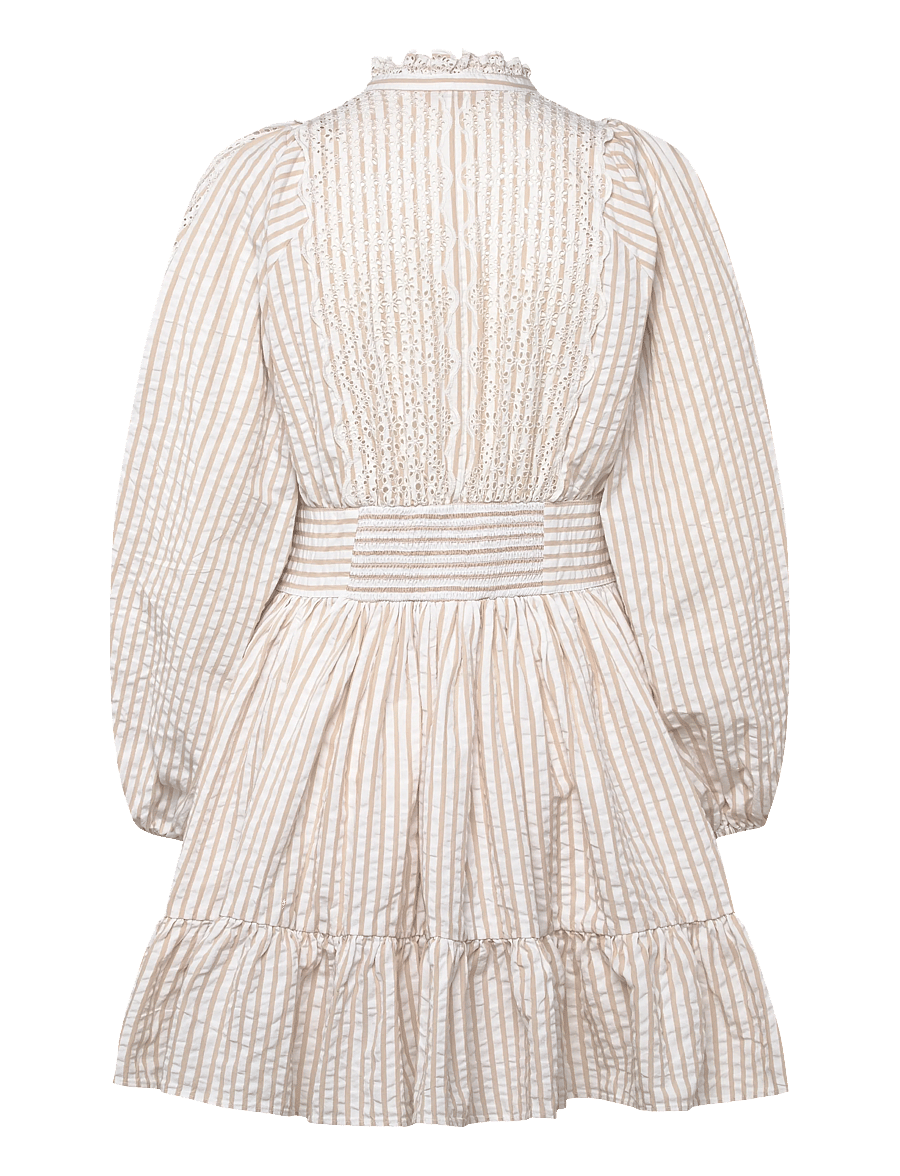 by Ti Mo - Seersucker Mini Dress - sommarklänningar - 816-khakistripe - 1