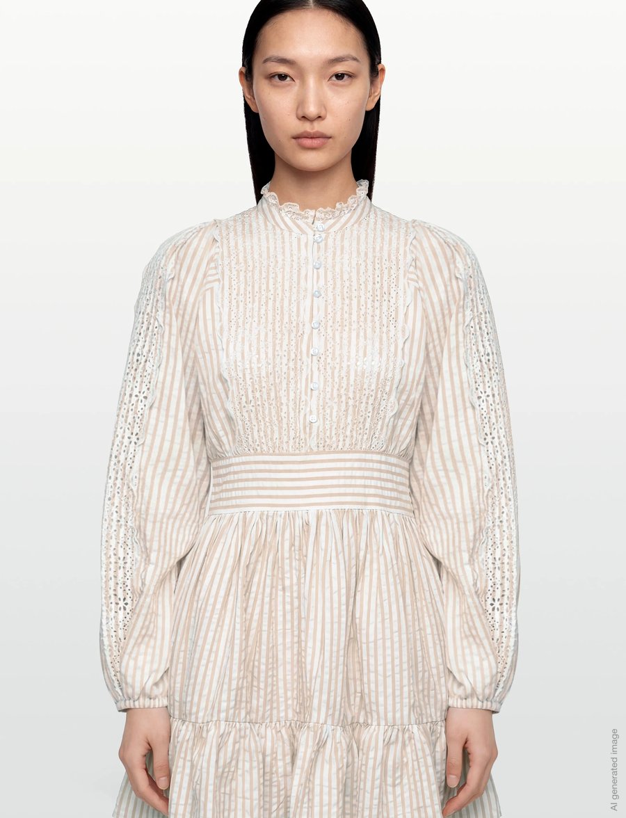by Ti Mo - Seersucker Mini Dress - vasarinės suknelės - 816-khakistripe - 3