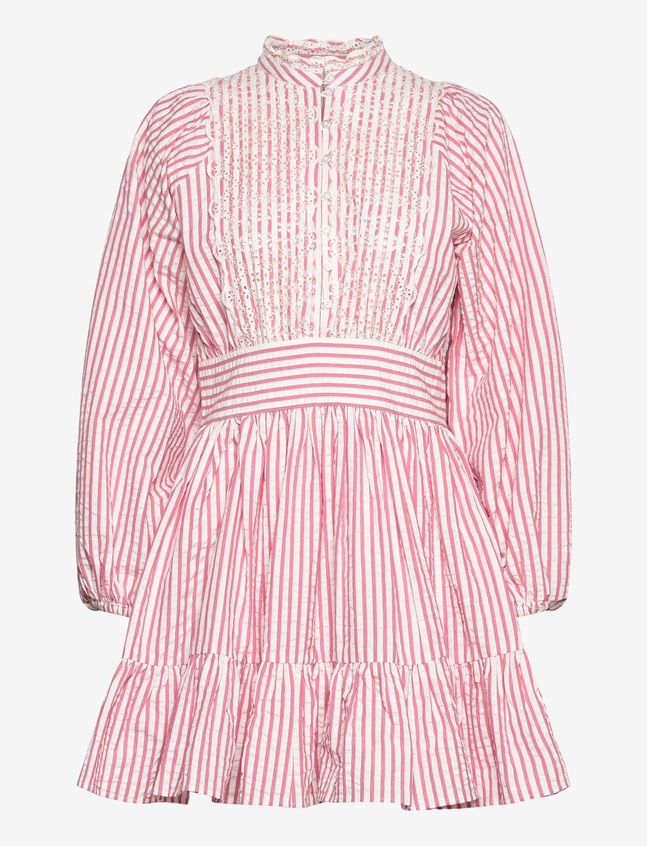 by Ti Mo - Seersucker Mini Dress - zomerjurken - 818-pinkstripe - 0