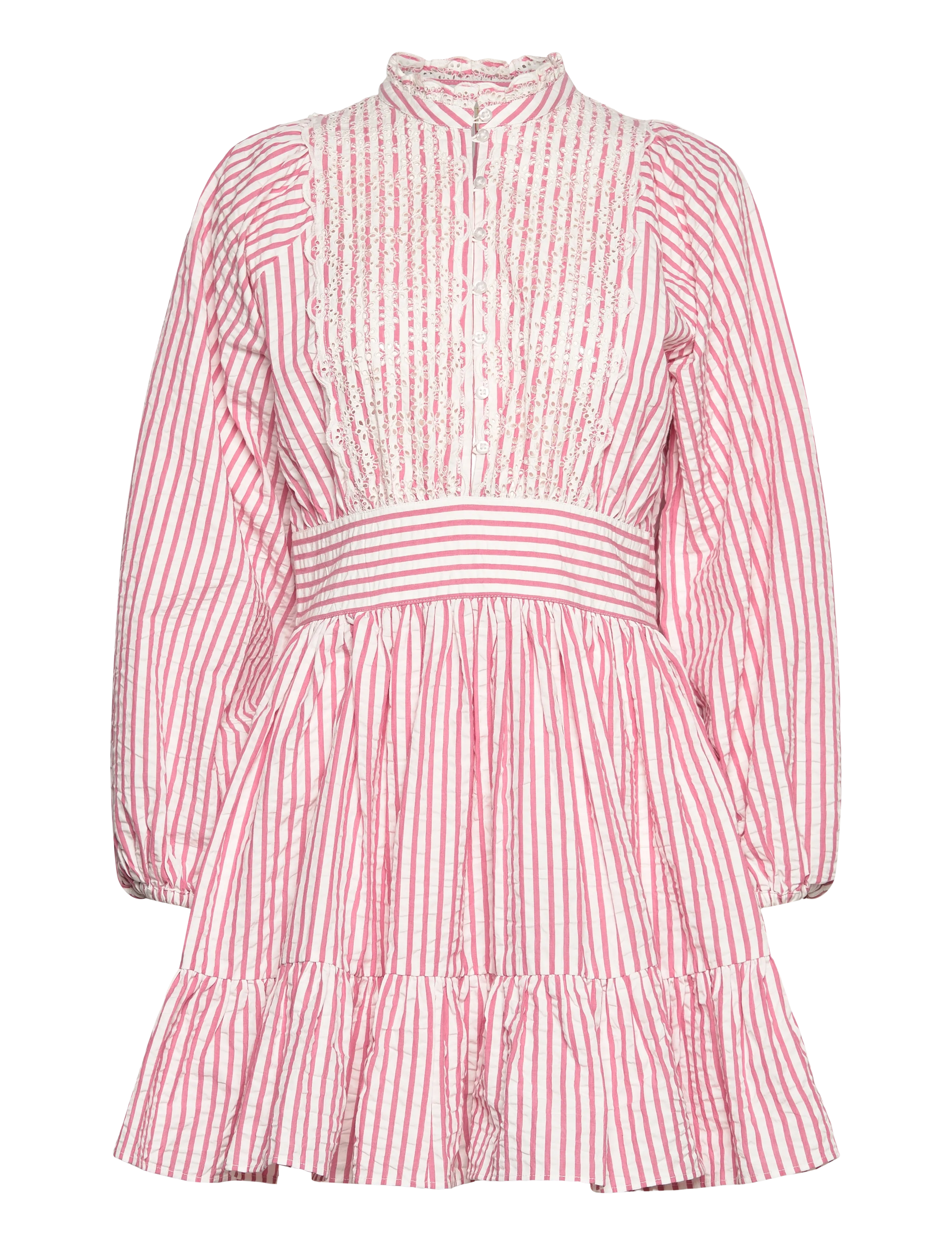 by Ti Mo Seersucker Mini Dress - byTiMo - 818-PINKSTRIPE / pink/rose