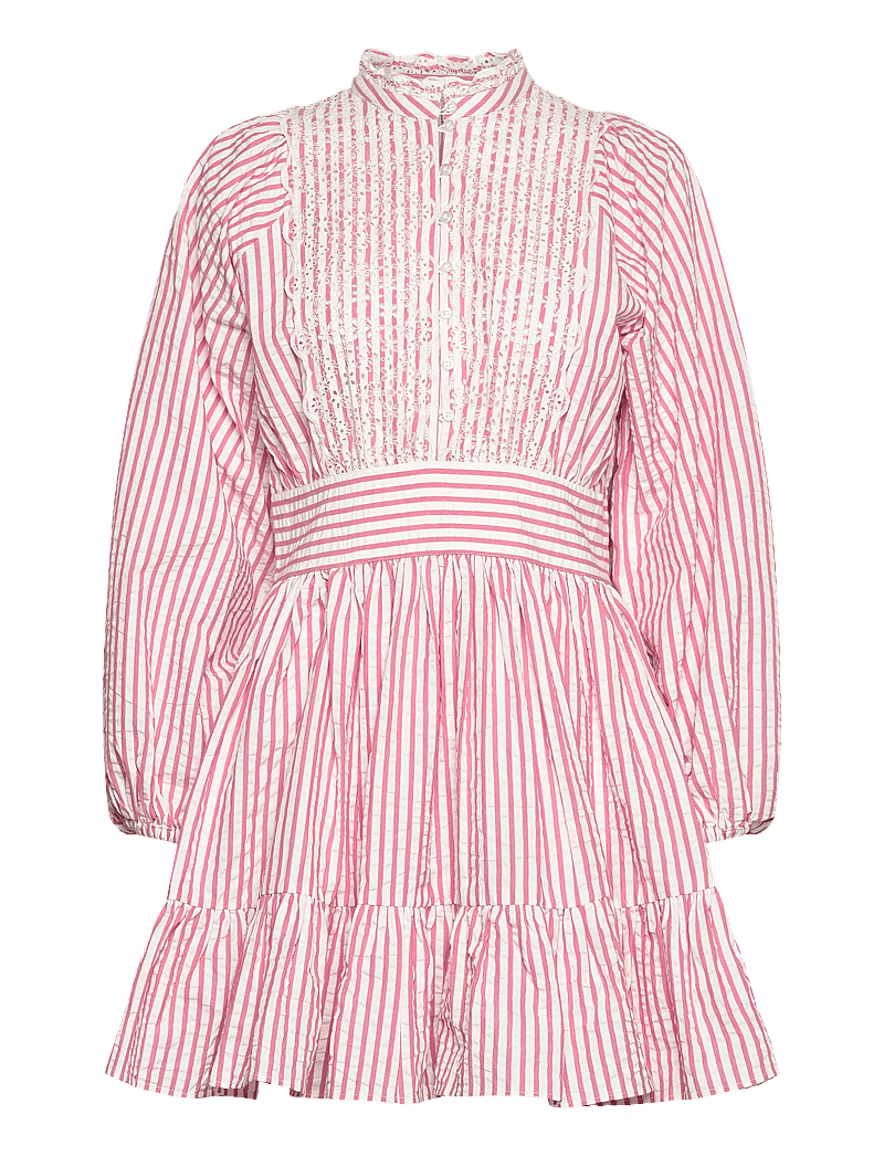 by Ti Mo - Seersucker Mini Dress - zomerjurken - 818-pinkstripe - 0