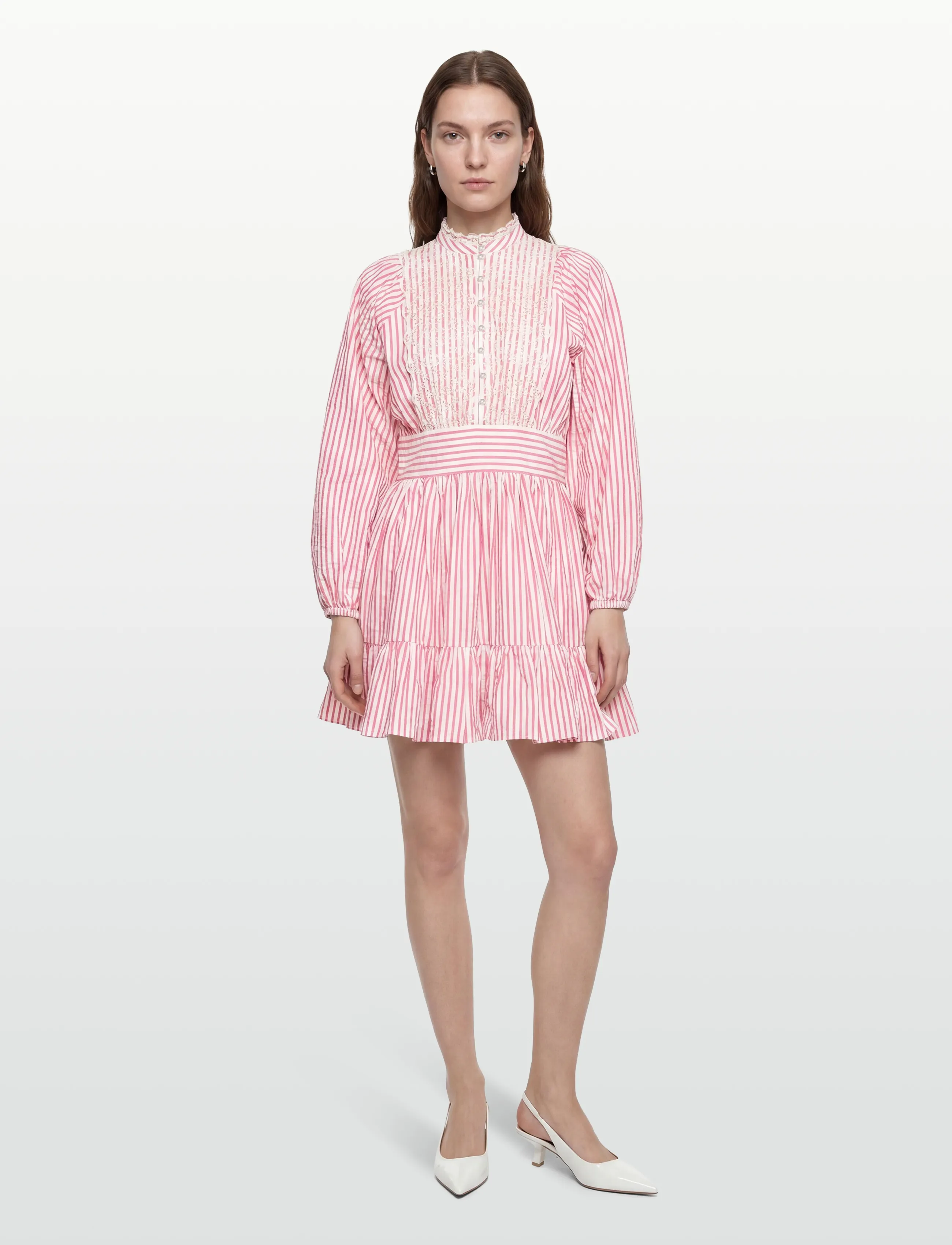 by Ti Mo Seersucker Mini Dress, L, Designer, Rosa - Short Frauen