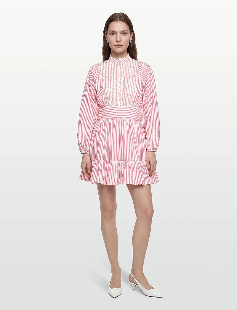 by Ti Mo - Seersucker Mini Dress - summer dresses - 818-pinkstripe - 0