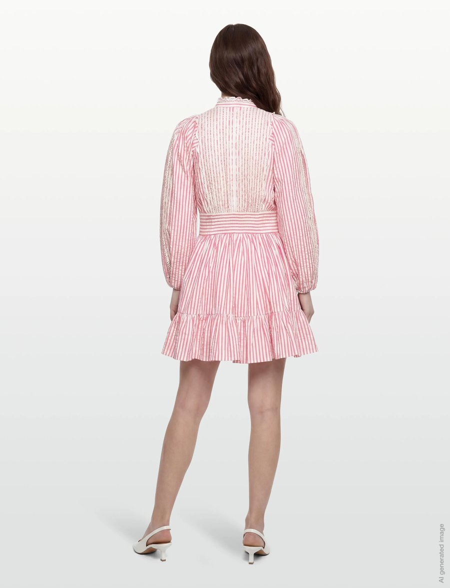 by Ti Mo - Seersucker Mini Dress - sommerkleider - 818-pinkstripe - 4