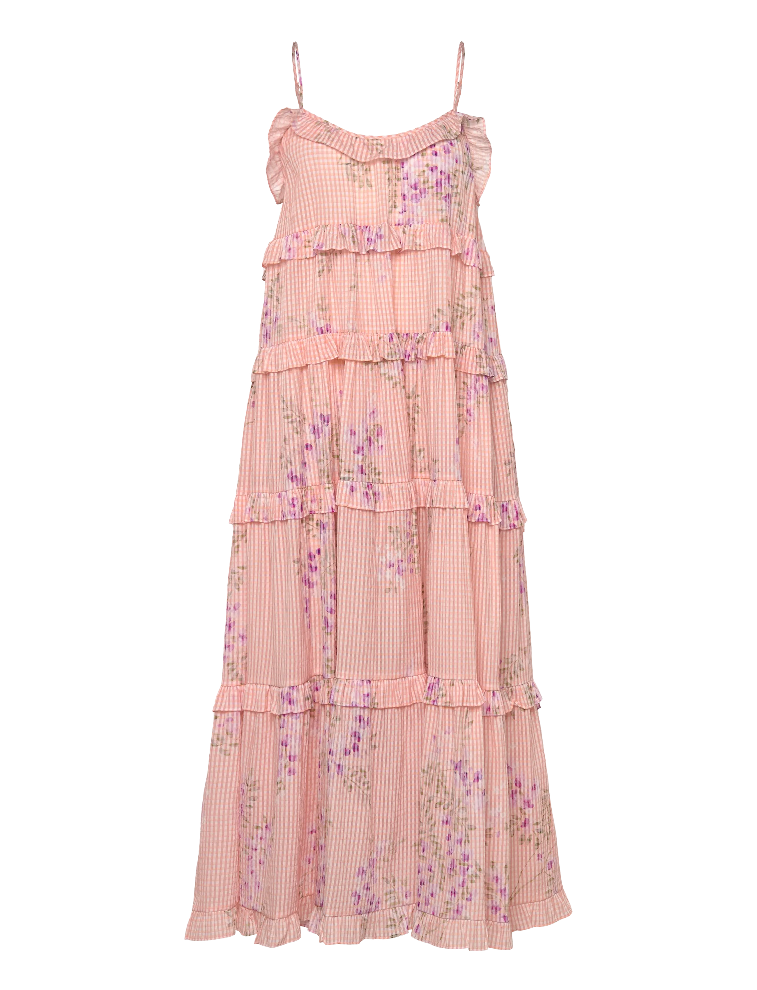 BY TI MO Checks Strap Kleid Pink - M - Damen