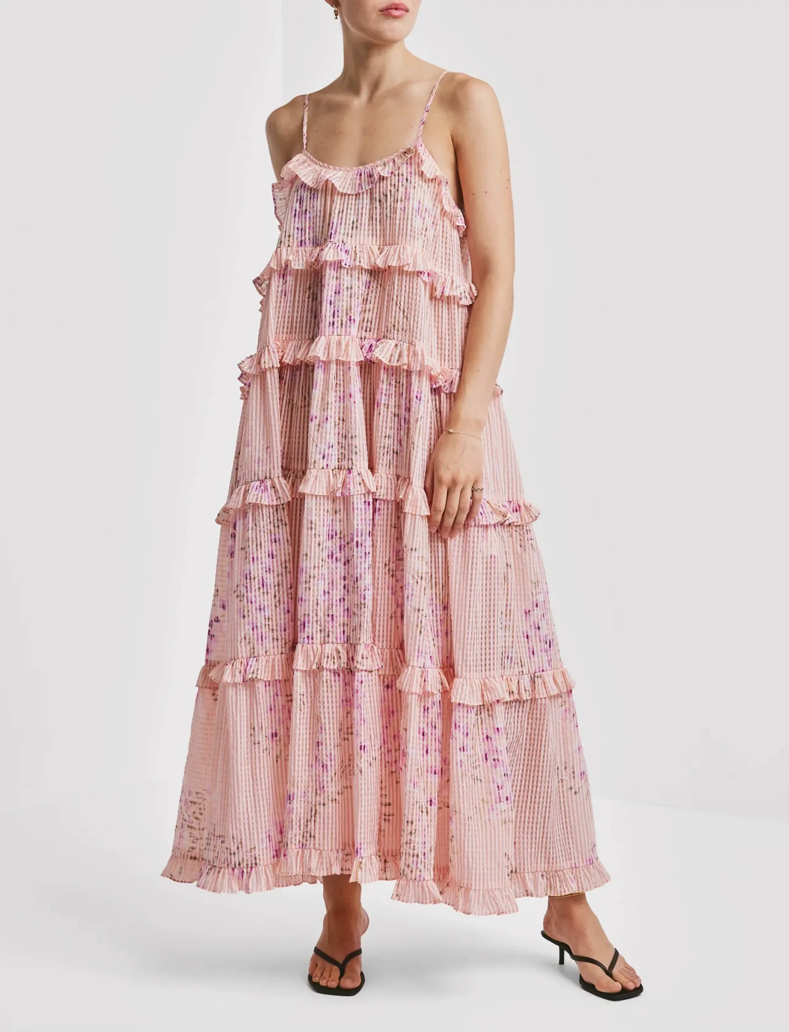 by Ti Mo Checks Strap Dress - Tøj - 589-CONFETTI / pink/rose