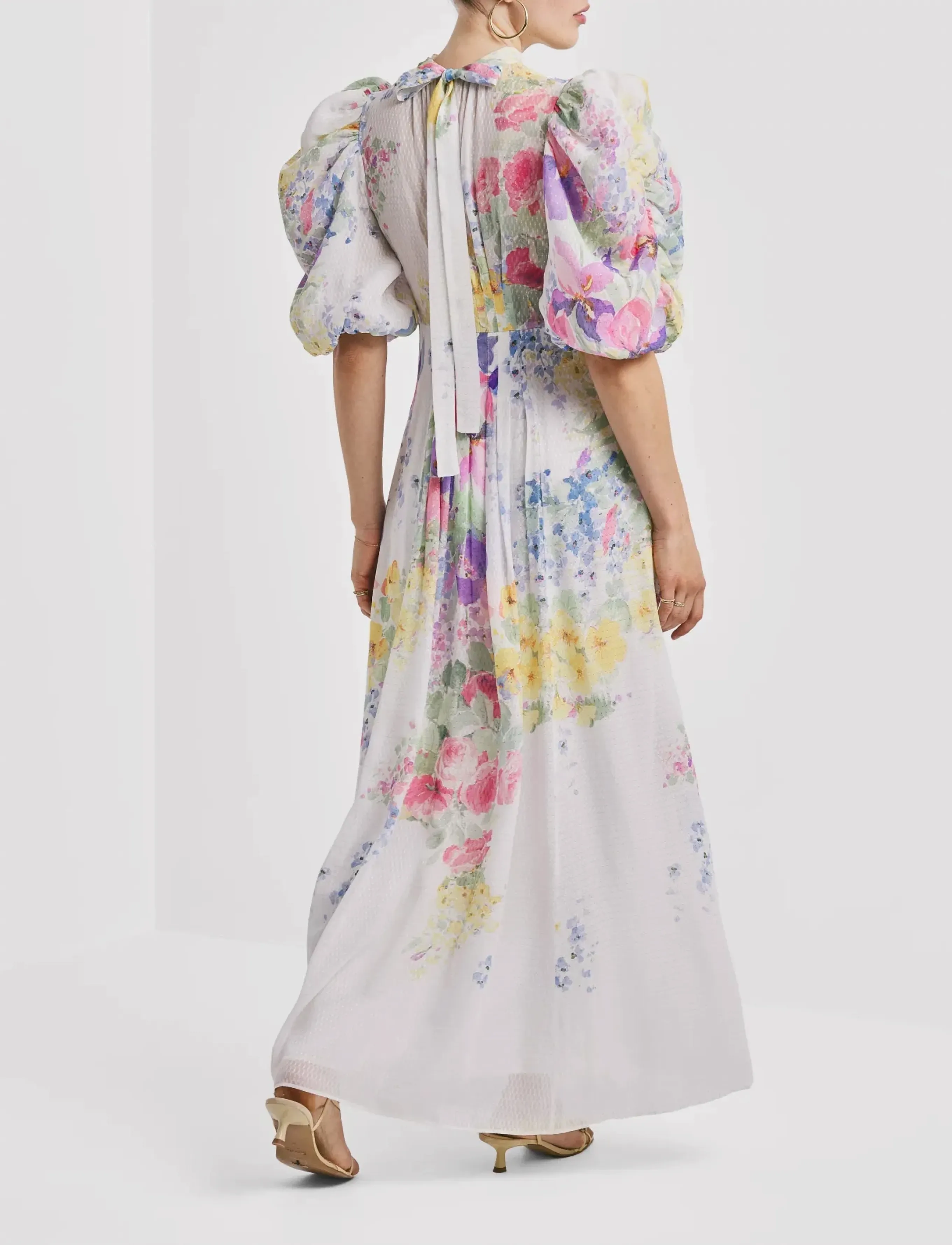 by Ti Mo - Dotted Georgette Tieback Gown - 599-flowermeadow - 3