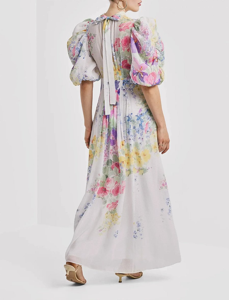 by Ti Mo - Dotted Georgette Tieback Gown - 599-flowermeadow - 3