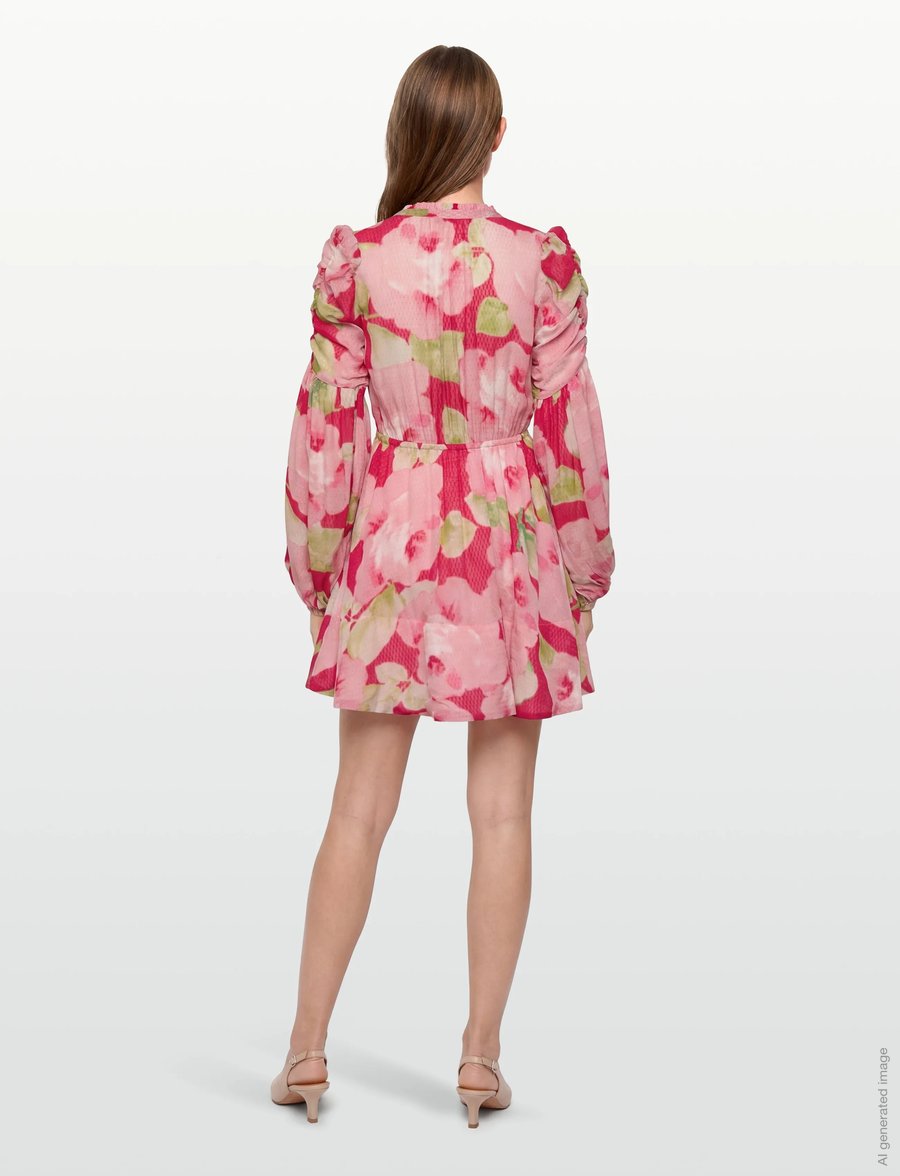 by Ti Mo - Dotted Georgette V-Neck Dress - korte kjoler - 597-romance - 4