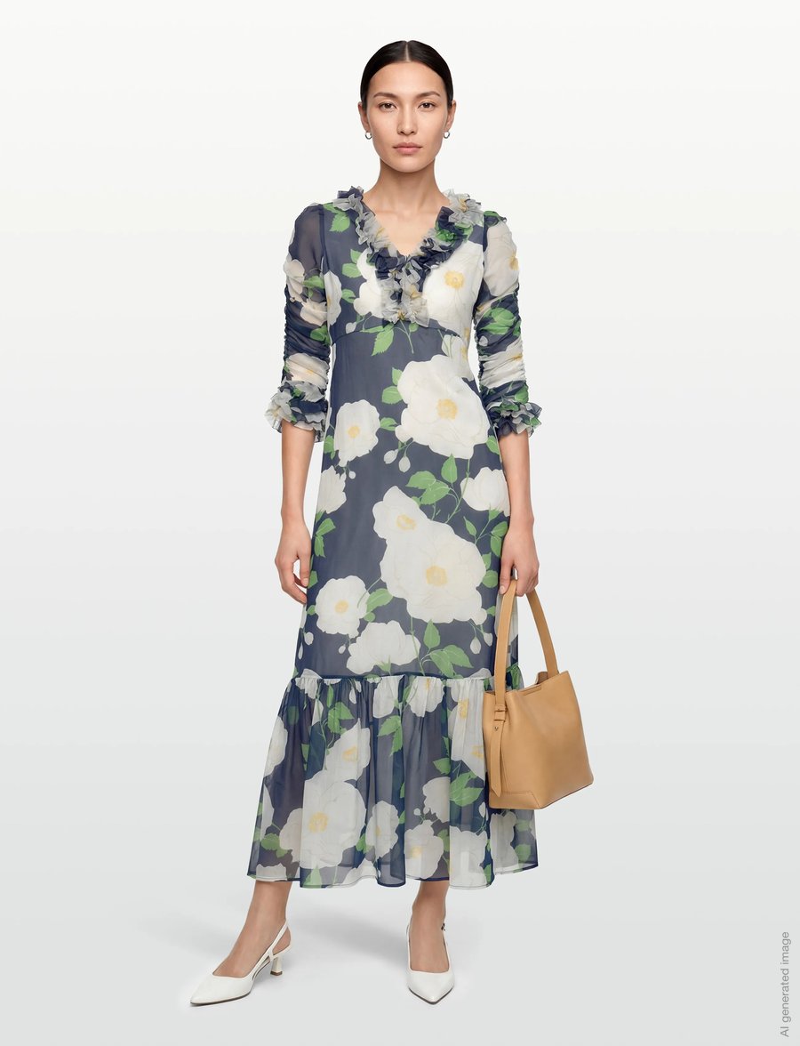 by Ti Mo - Organza Ruffle Dress - aftonklänningar - 580-flowergarden - 0