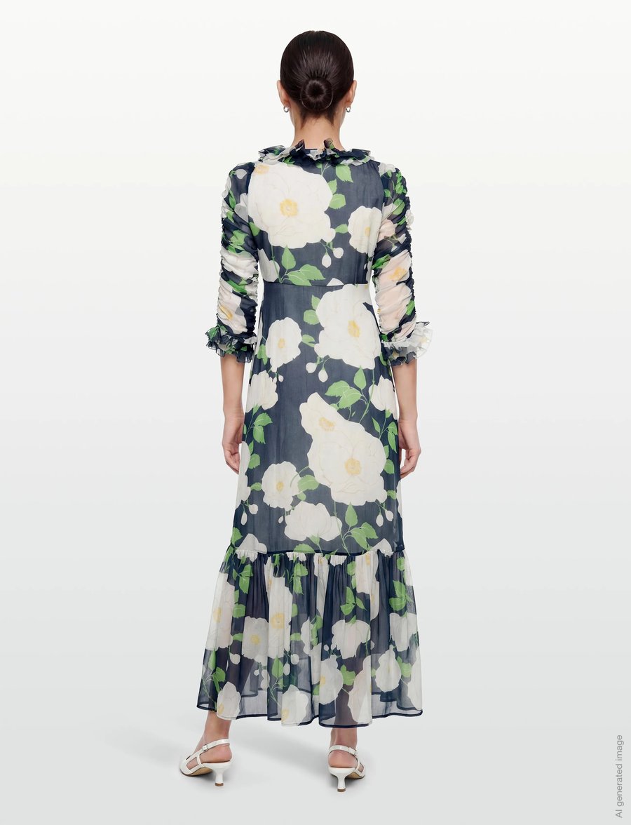 by Ti Mo - Organza Ruffle Dress - aftonklänningar - 580-flowergarden - 4