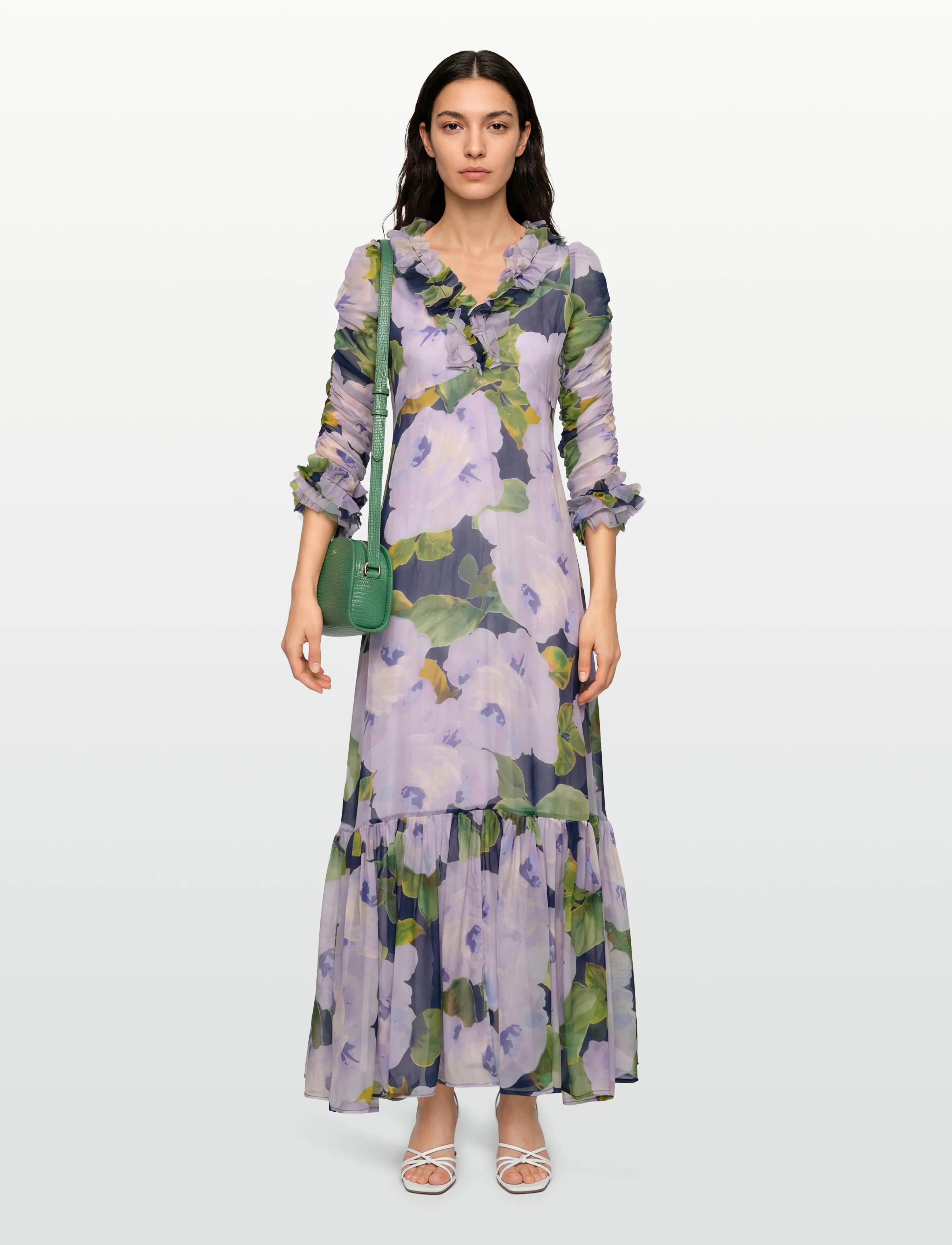 by Ti Mo Organza Ruffle Dress, M, Purple, Designere > Maxi Dress, Dame
