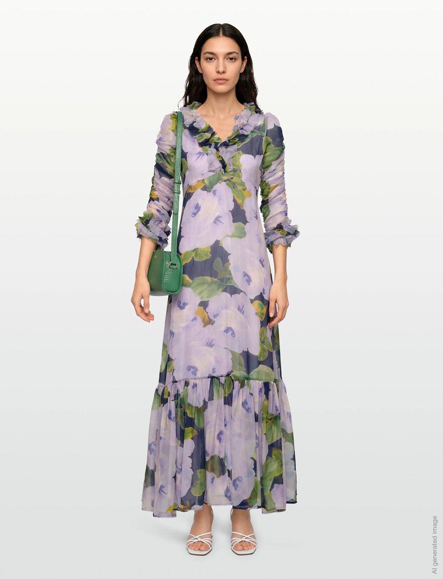 by Ti Mo - Organza Ruffle Dress - selskapskjoler - 581-viola - 0