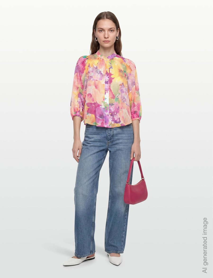 by Ti Mo - Checks Blouse - langærmede bluser - 589 - confetti - 0
