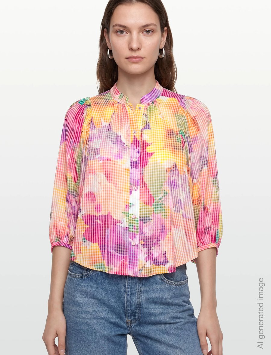 by Ti Mo - Checks Blouse - langærmede bluser - 589 - confetti - 3