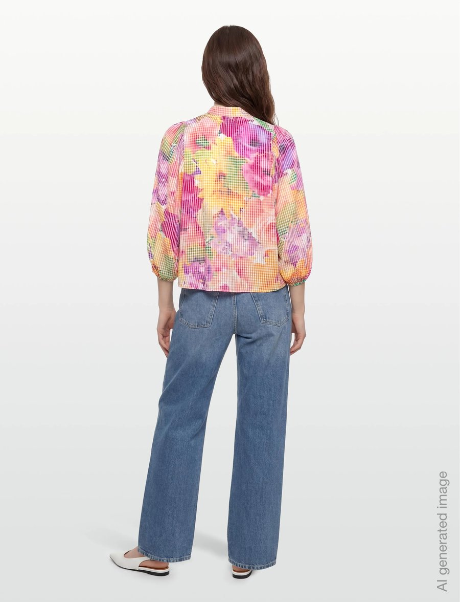 by Ti Mo - Checks Blouse - langærmede bluser - 589 - confetti - 4