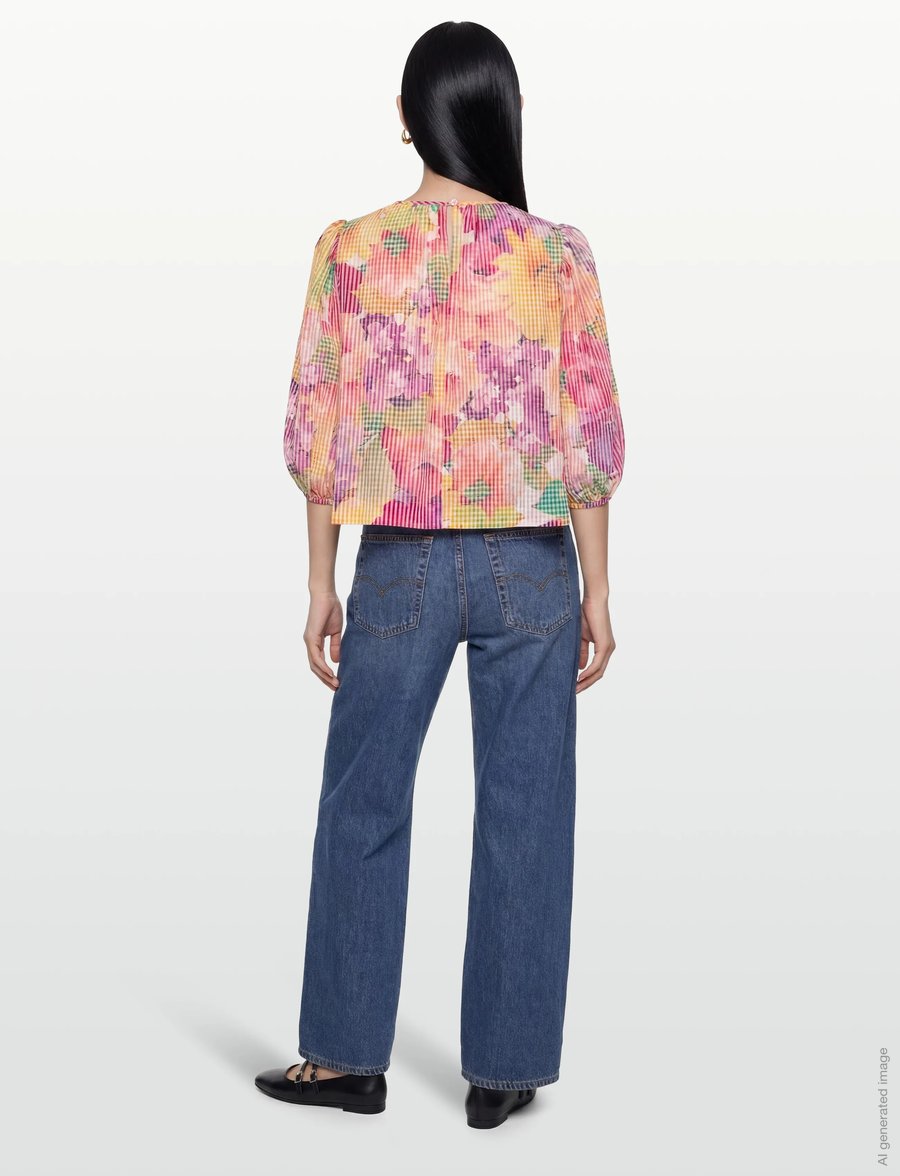by Ti Mo - Checks Top - langärmelige blusen - 589 - confetti - 4