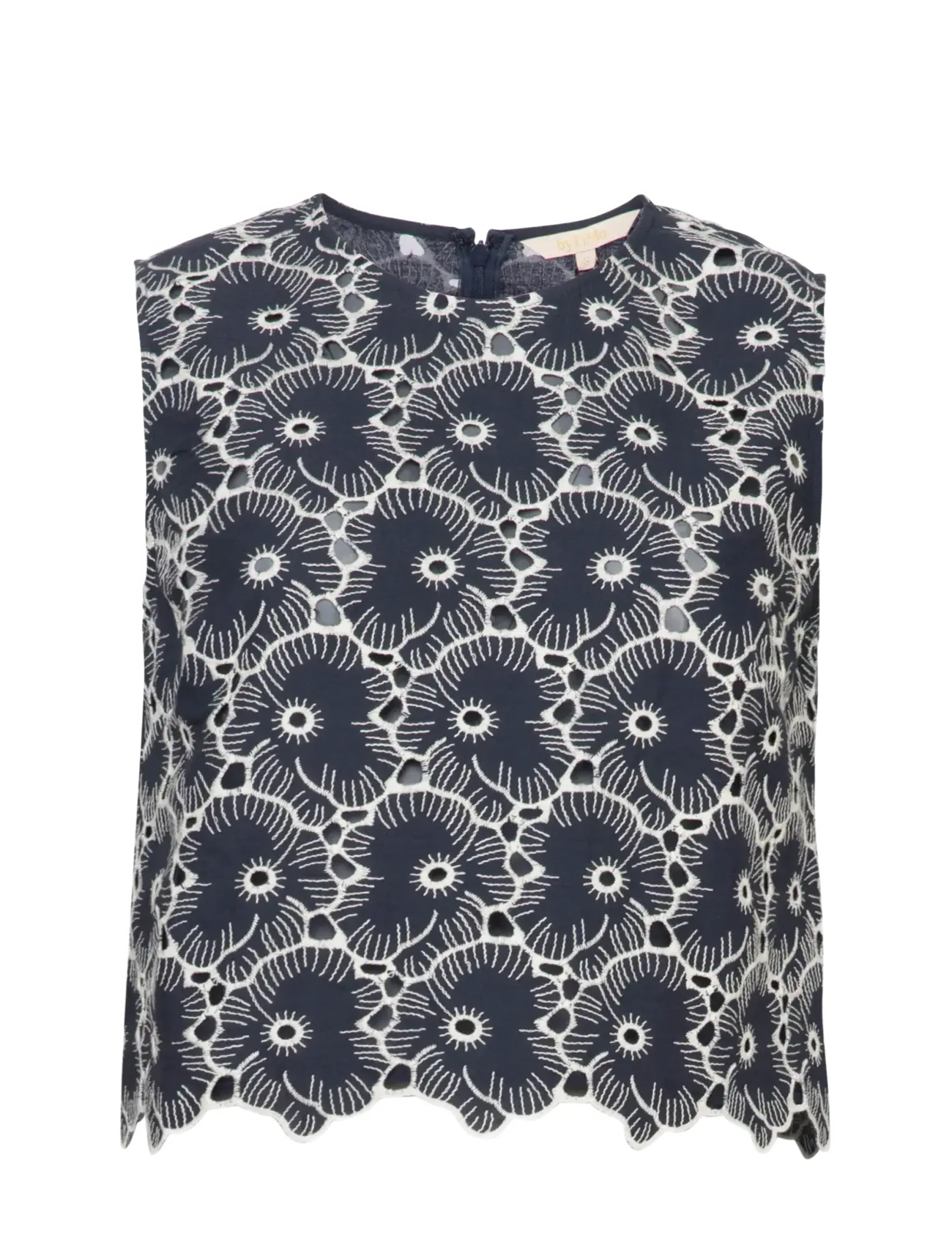 by Ti Mo Broderie Anglaise Top - T-shirts & Topper - 070 - MARINE / blue