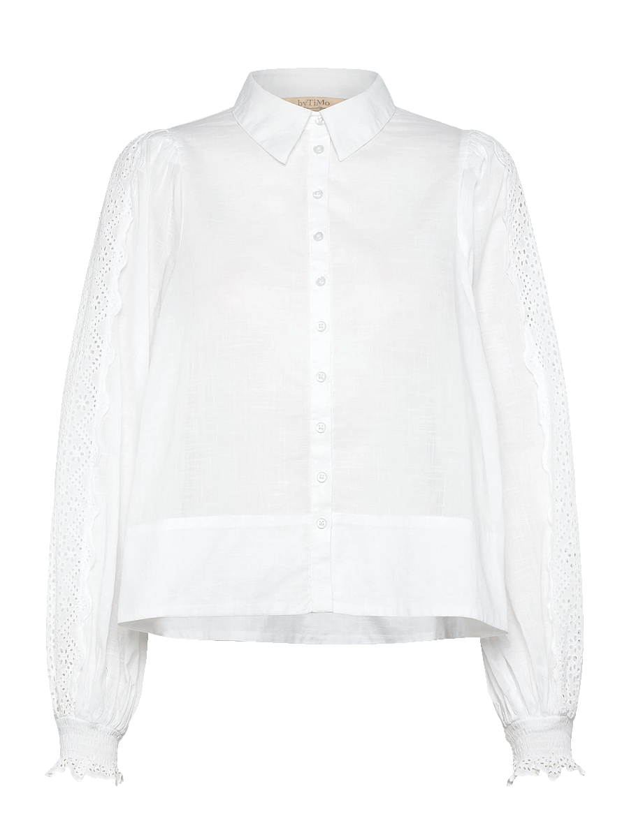 by Ti Mo - Cotton Slub Shirt - denimskjorter - 001 - white - 0