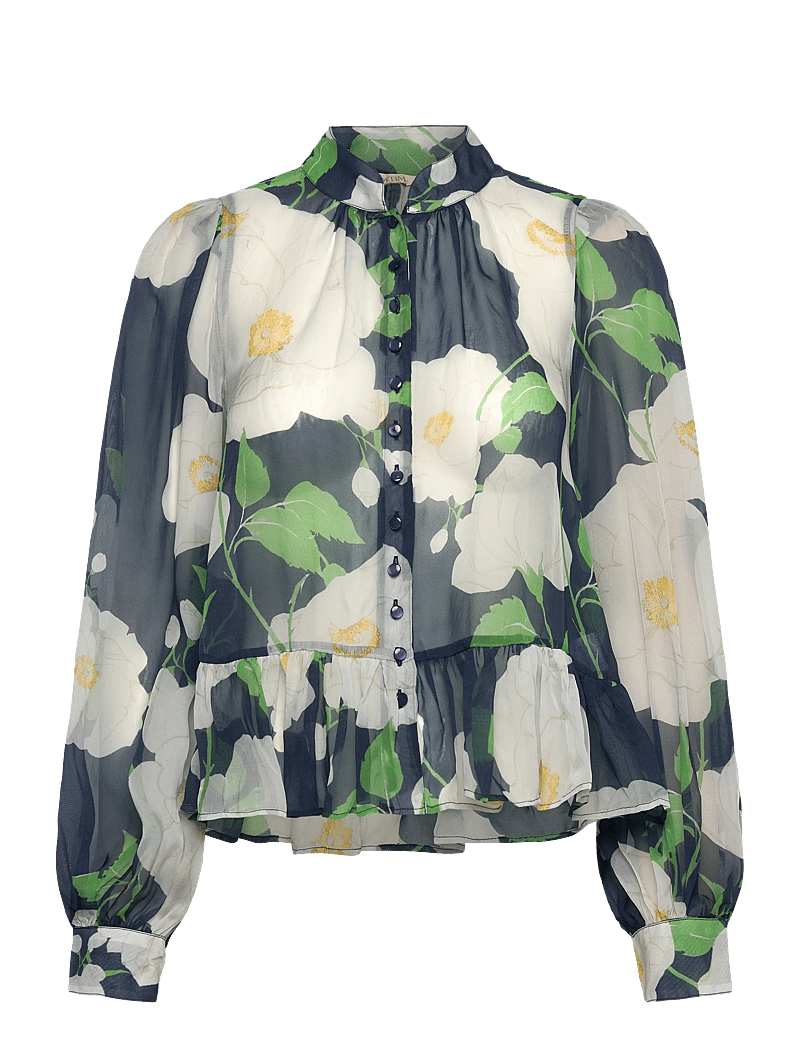 by Ti Mo - Organza Shirt - langermede bluser - 580 - flower garden - 0