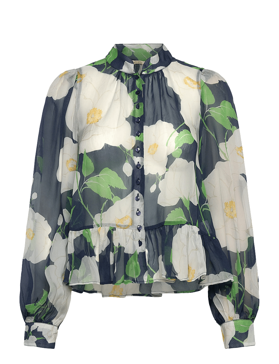 by Ti Mo - Organza Shirt - långärmade blusar - 580 - flower garden - 0