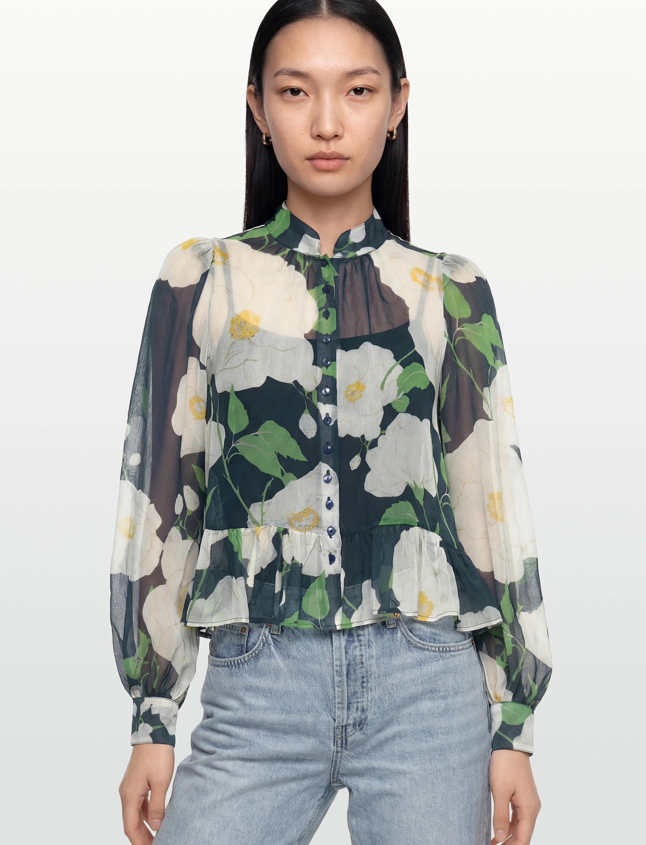 by Ti Mo - Organza Shirt - langermede bluser - 580 - flower garden - 3