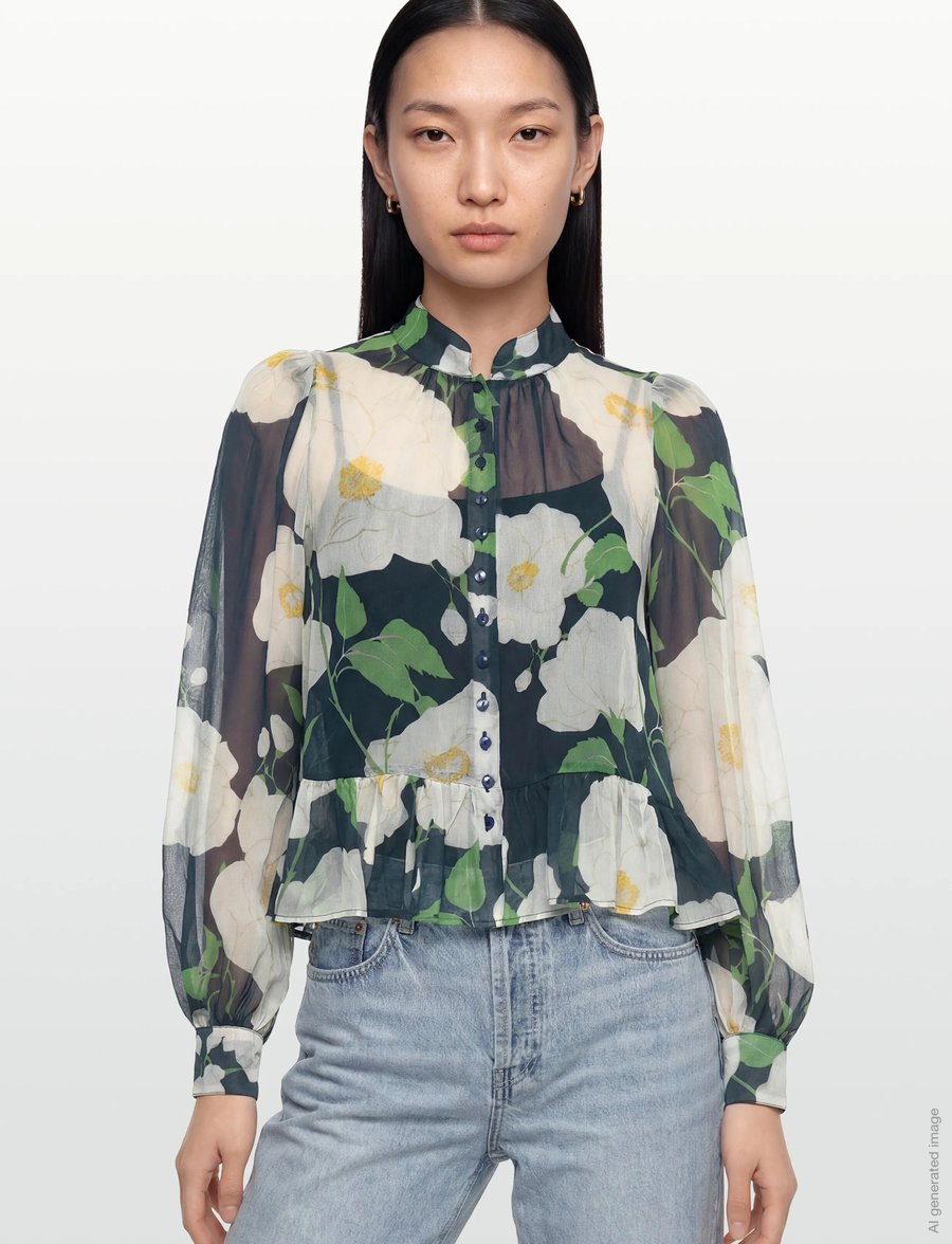 by Ti Mo - Organza Shirt - langermede bluser - 580 - flower garden - 3