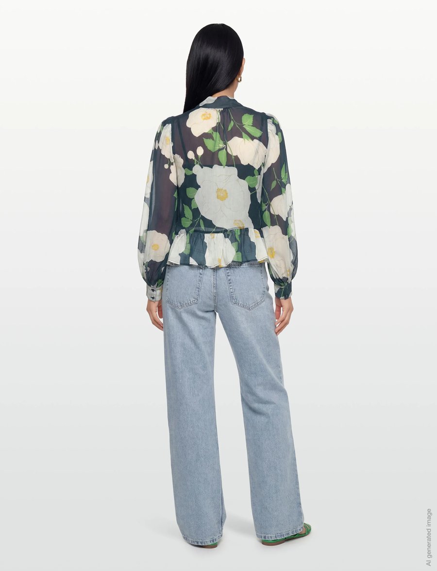 by Ti Mo - Organza Shirt - langermede bluser - 580 - flower garden - 4