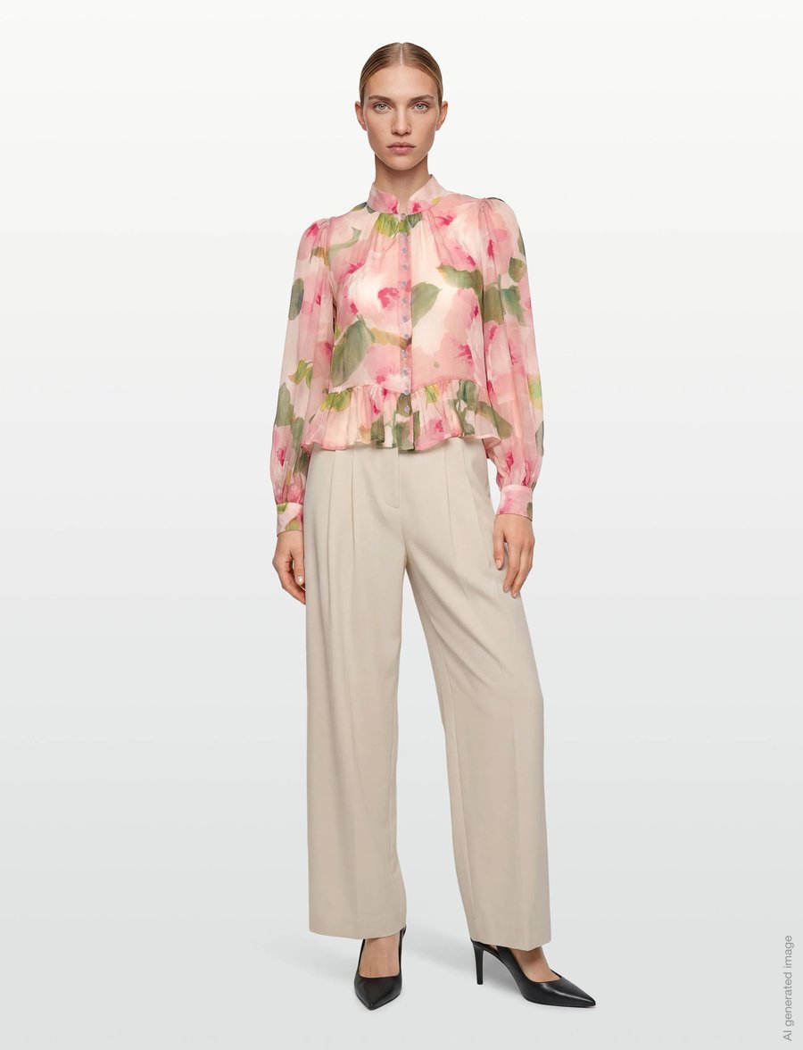 by Ti Mo - Organza Shirt - långärmade blusar - 582 - rosette - 0