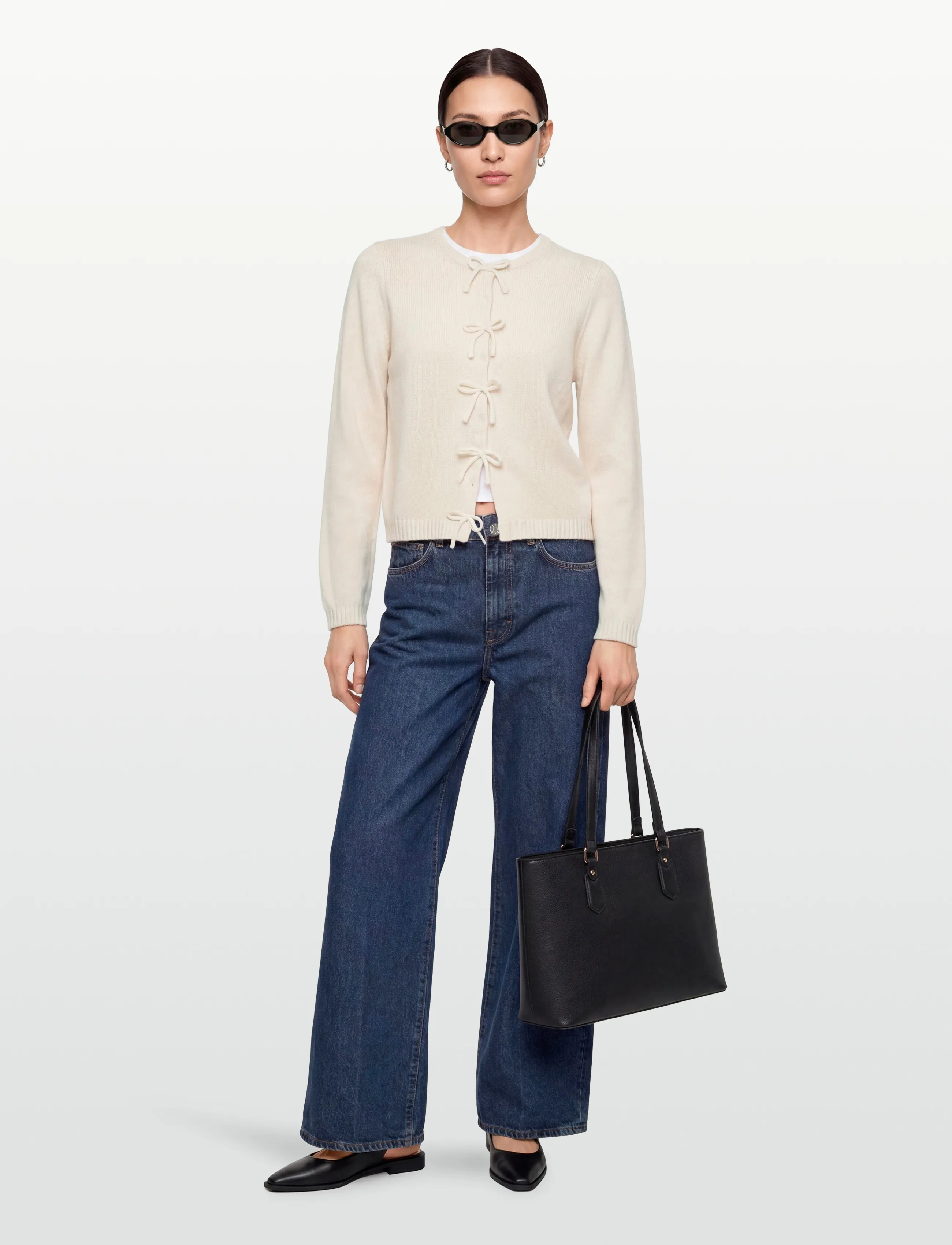 by Ti Mo Summer Knit Bow Jacket, L, Cream, Jakker > Uldjakker, Dame