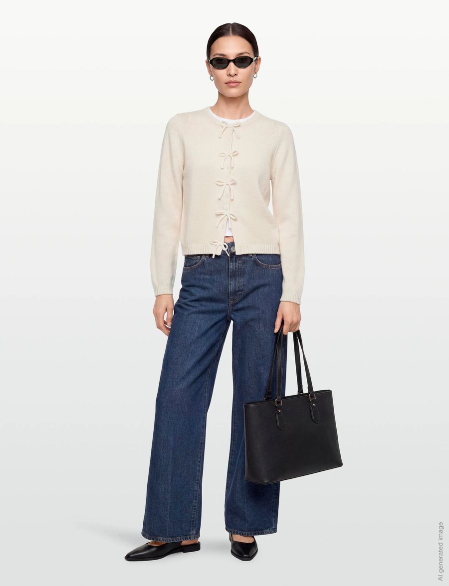 by Ti Mo - Summer Knit Bow Jacket - wolljacken - 003 - off white - 0