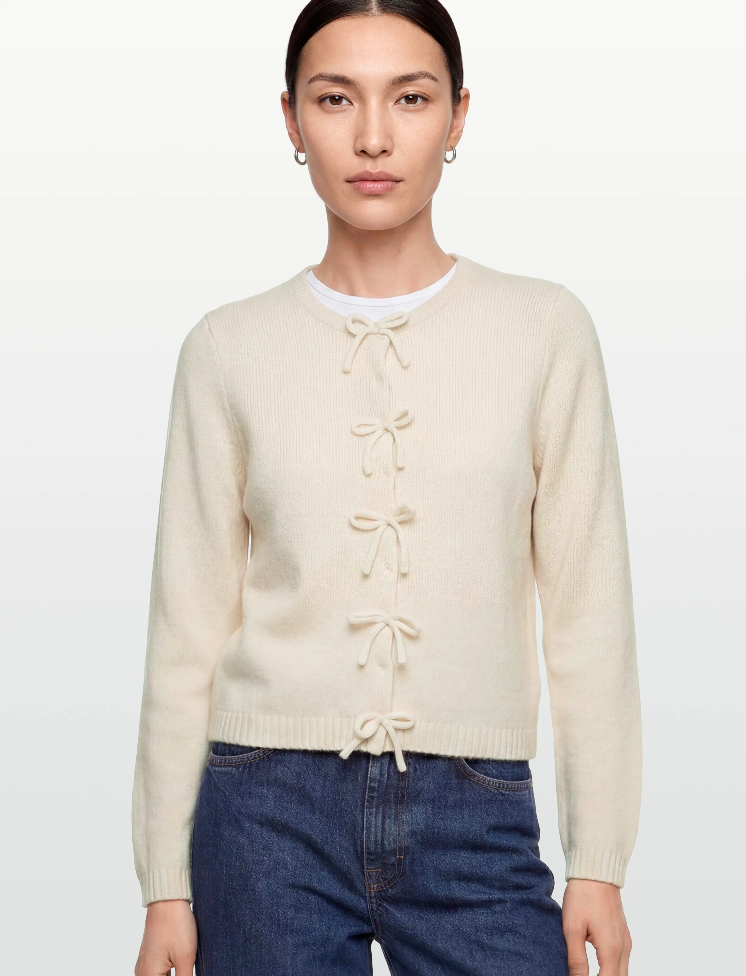 by Ti Mo - Summer Knit Bow Jacket - lyhyet villakangastakit - 003 - off white - 3