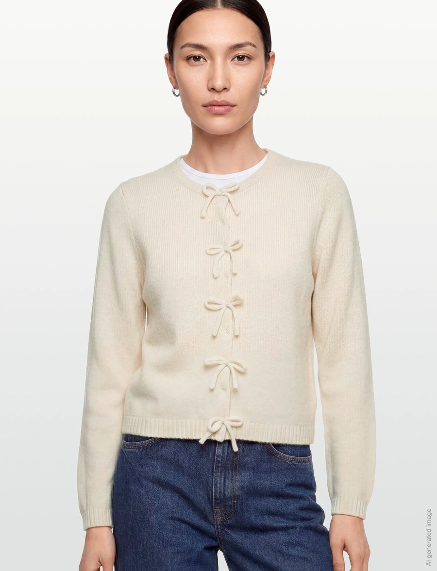 by Ti Mo - Summer Knit Bow Jacket - wolljacken - 003 - off white - 3