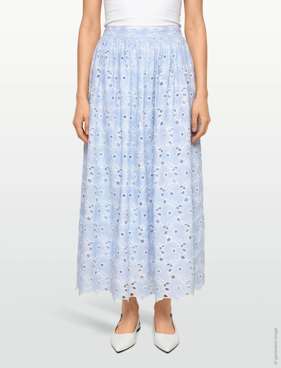 by Ti Mo - Broderie Anglaise Skirt - ilgi sijonai - 010 - light blue - 3