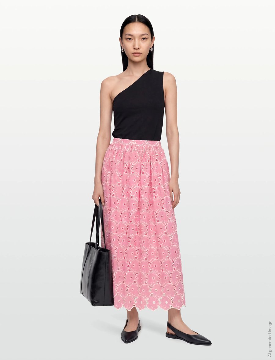 by Ti Mo - Broderie Anglaise Skirt - maxi röcke - 071 - rose pink - 0