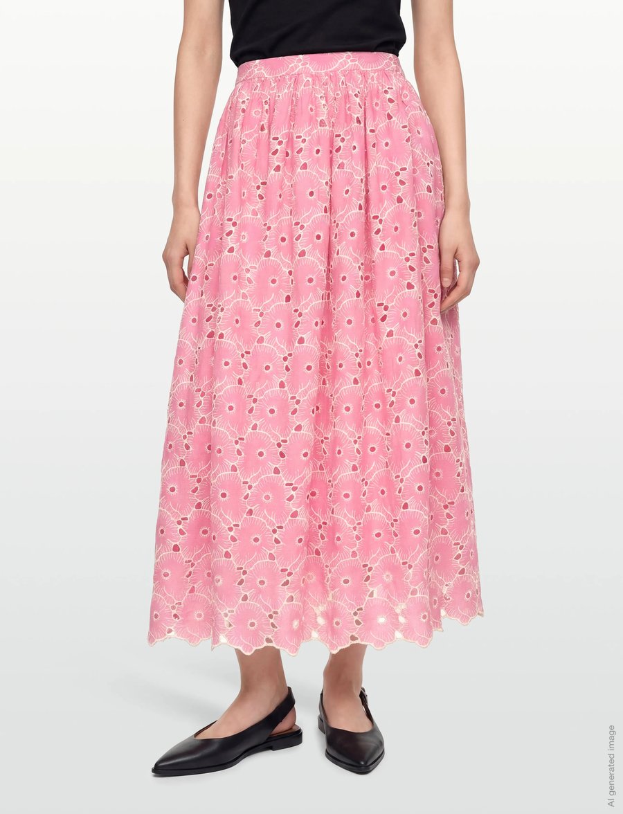 by Ti Mo - Broderie Anglaise Skirt - maxi röcke - 071 - rose pink - 3