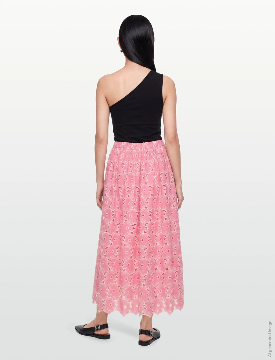 by Ti Mo - Broderie Anglaise Skirt - maxi röcke - 071 - rose pink - 4