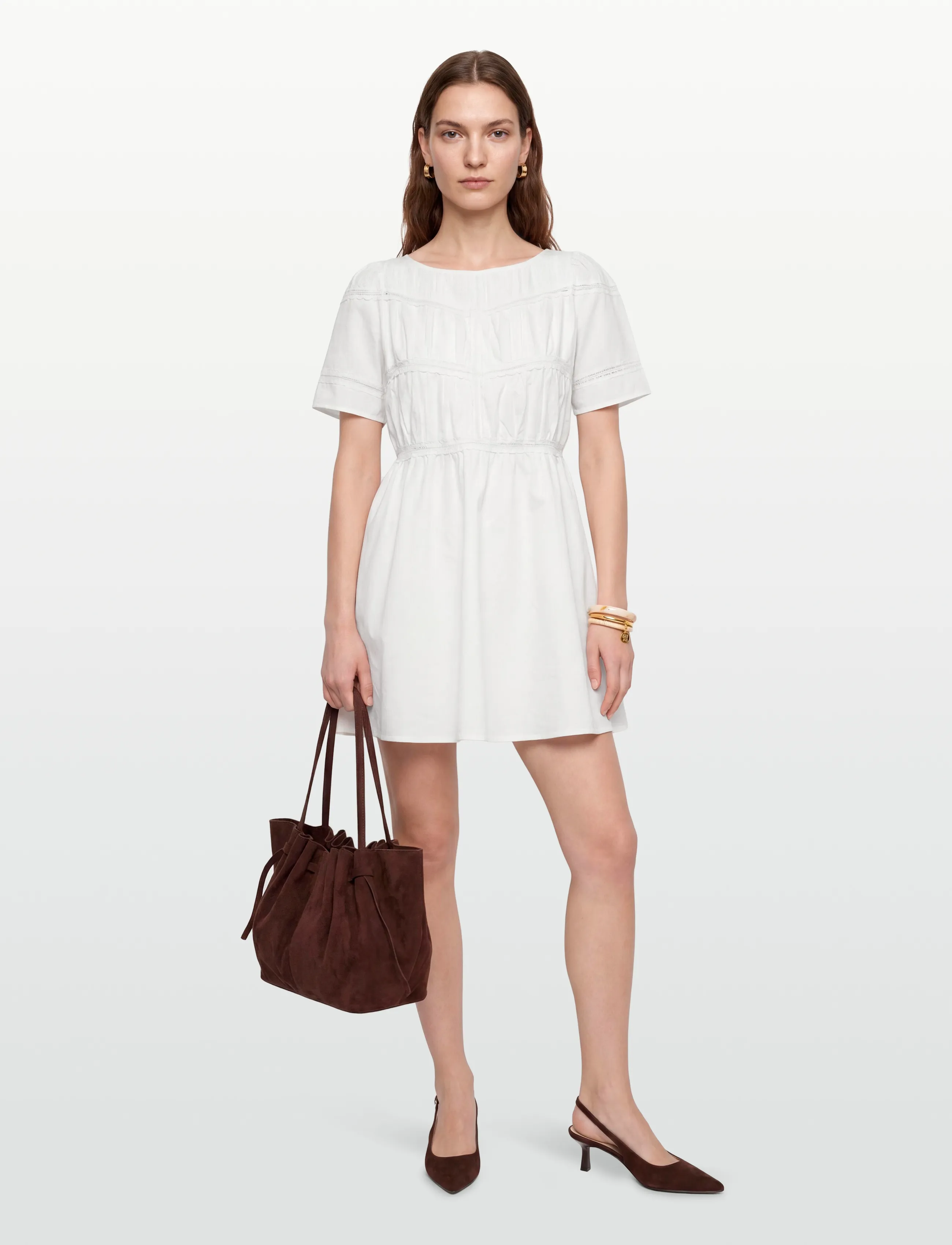 by Ti Mo Poplin Decorated Dress, XS, Dresses, Weiß - Short Frauen
