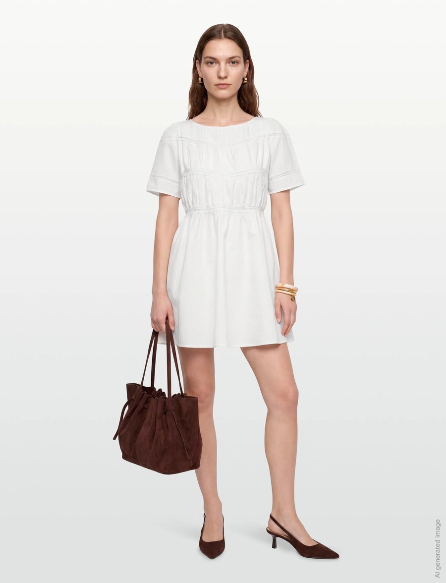 by Ti Mo - Poplin Decorated Dress - konfirmationstøj - 001 - white - 0