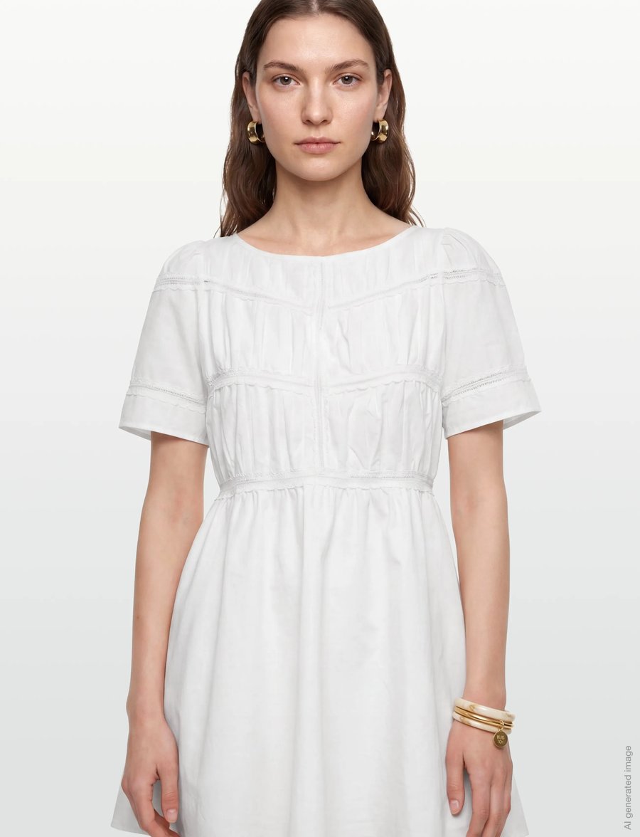 by Ti Mo - Poplin Decorated Dress - konfirmationstøj - 001 - white - 3