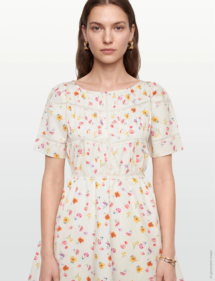 by Ti Mo - Poplin Decorated Dress - konfirmation - 778 - morning bloom - 3