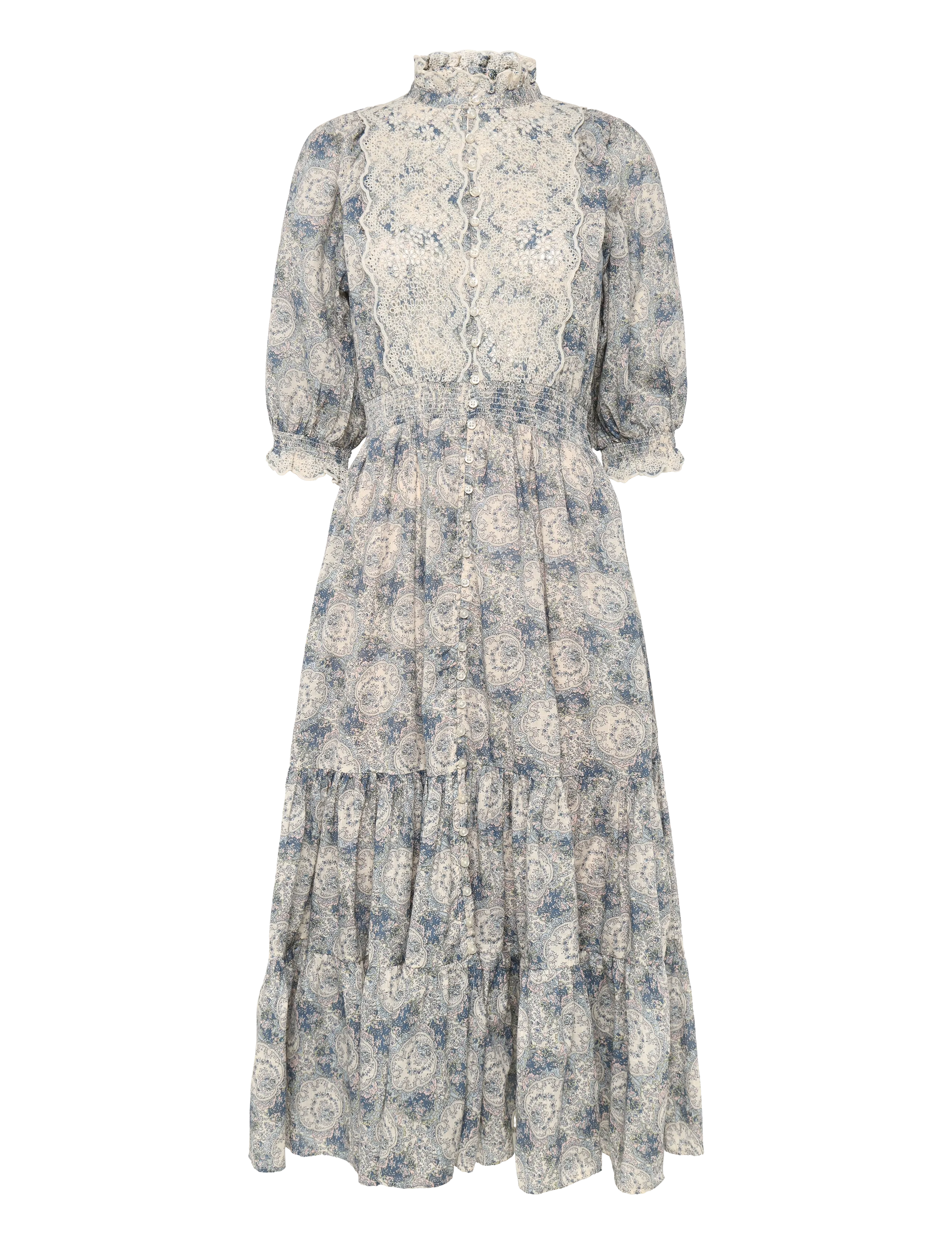 by Ti Mo Cotten Slub Midi Dress - Clothing - 749 - BLUE PAISLEY / blue