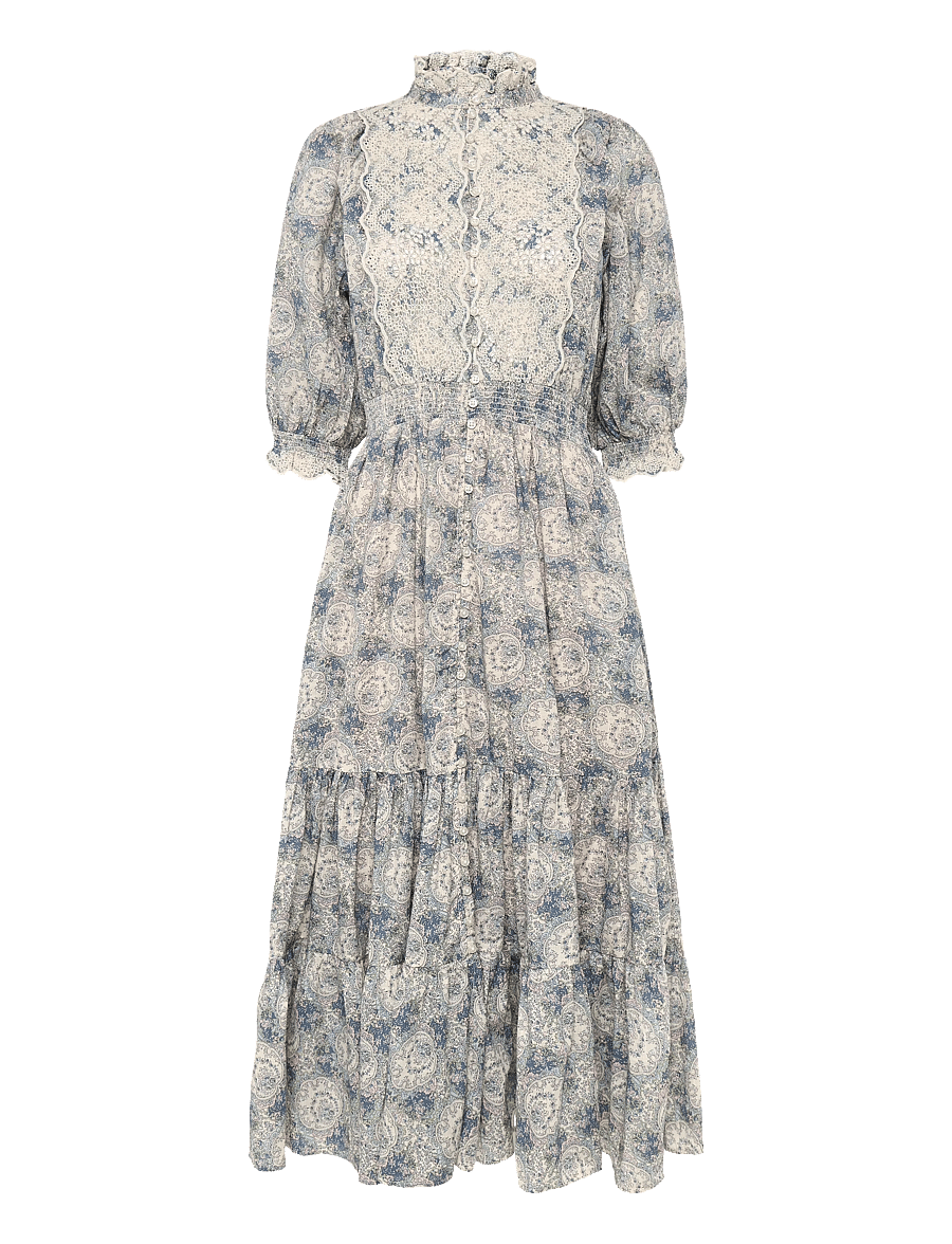 by Ti Mo - Cotten Slub Midi Dress - sommerkleider - 749 - blue paisley - 0