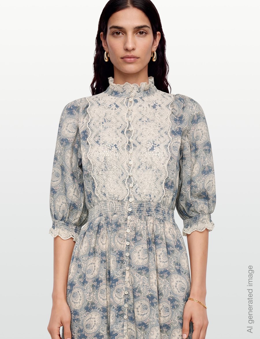 by Ti Mo - Cotten Slub Midi Dress - sommerkleider - 749 - blue paisley - 3