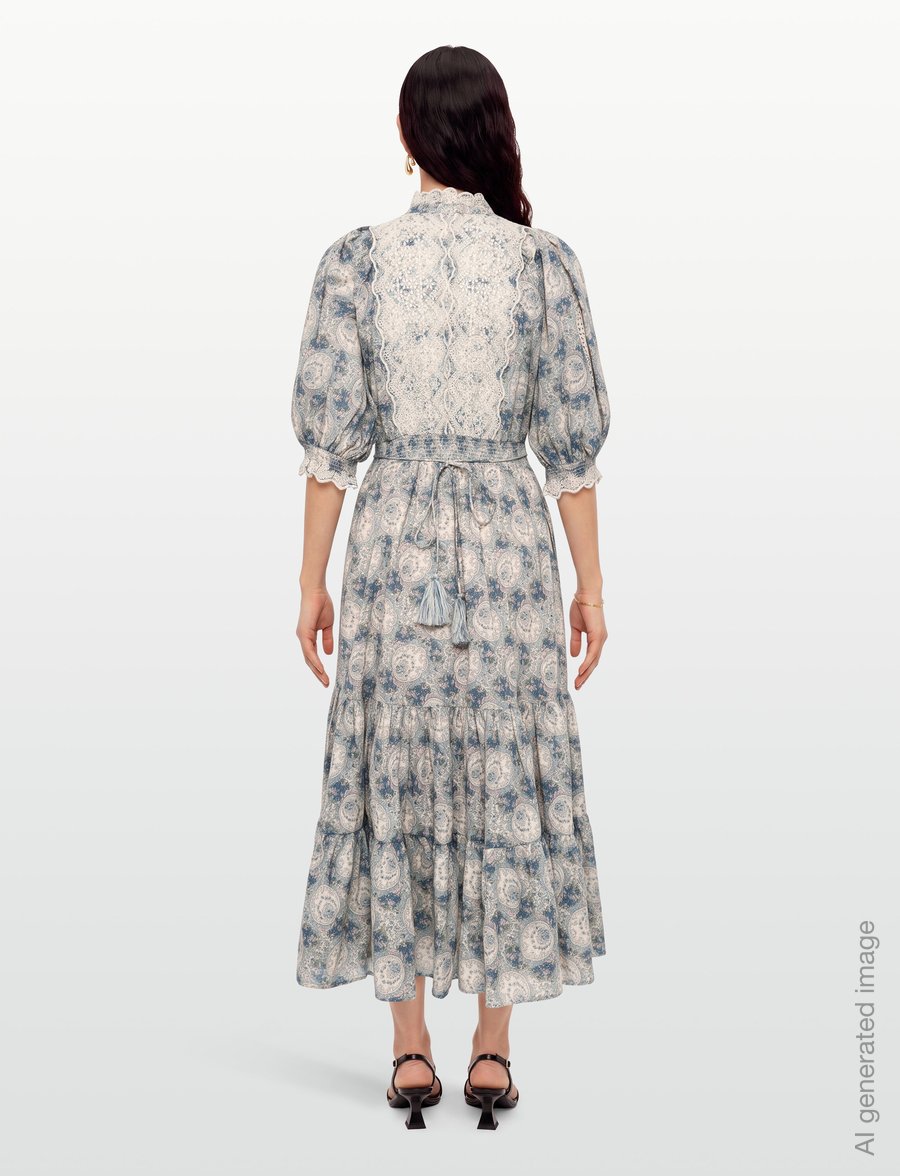by Ti Mo - Cotten Slub Midi Dress - sommerkleider - 749 - blue paisley - 4