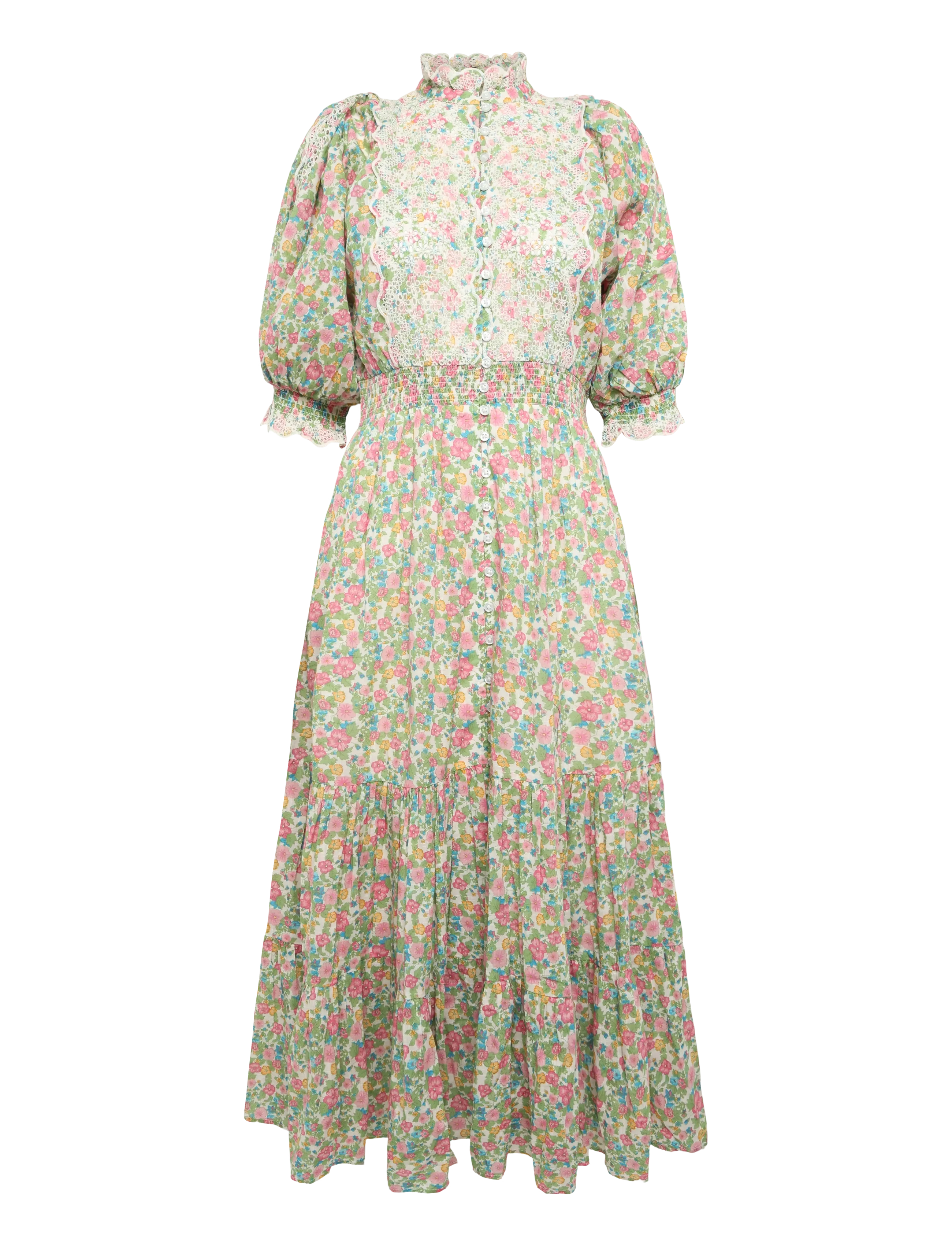 by Ti Mo Cotten Slub Midi Dress - Kleider - 751 - LUSH / multi