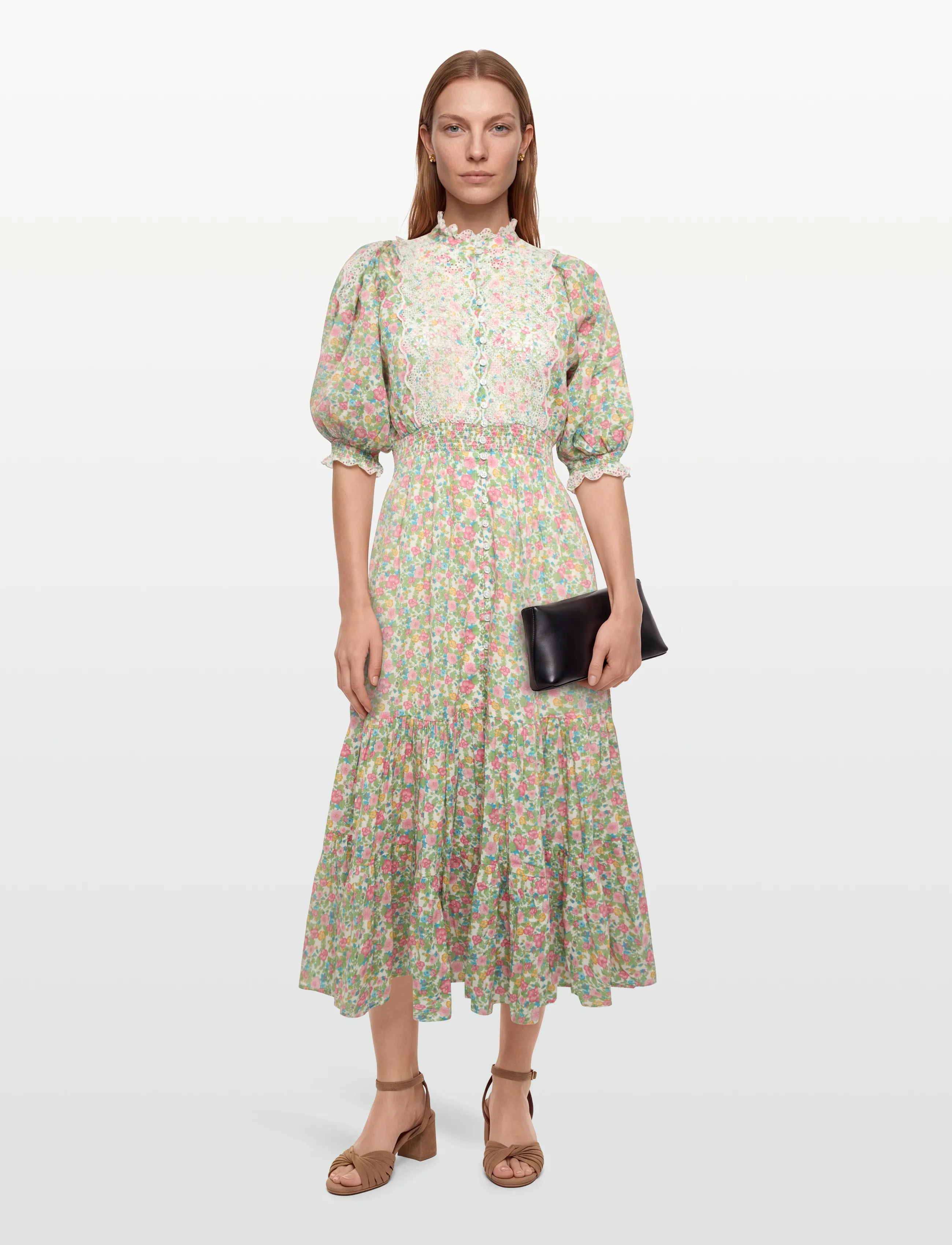 by Ti Mo Cotten Slub Midi Dress - Midikleider - 751 - LUSH / multi